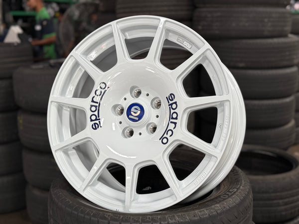 New 18X8 ET45 Sparco Terra Rim (4 wheel) Gloss White 5X112