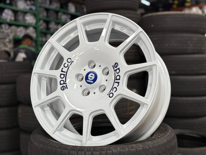 New 18X8 ET45 Sparco Terra Rim (4 wheel) Gloss White 5X112