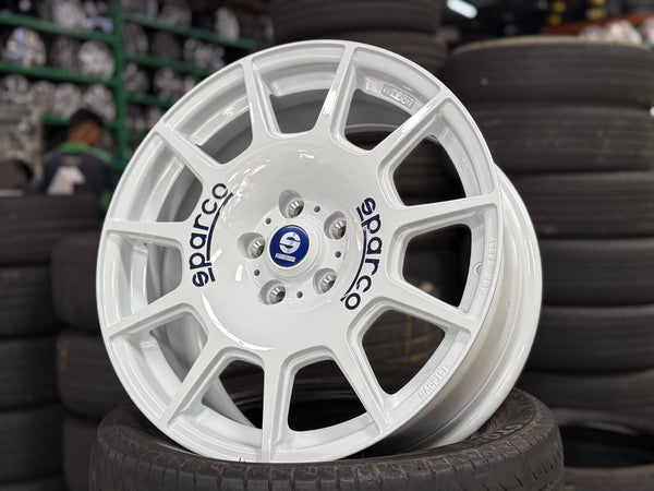 New 18X8 ET45 Sparco Terra Rim (4 wheel) Gloss White 5X112
