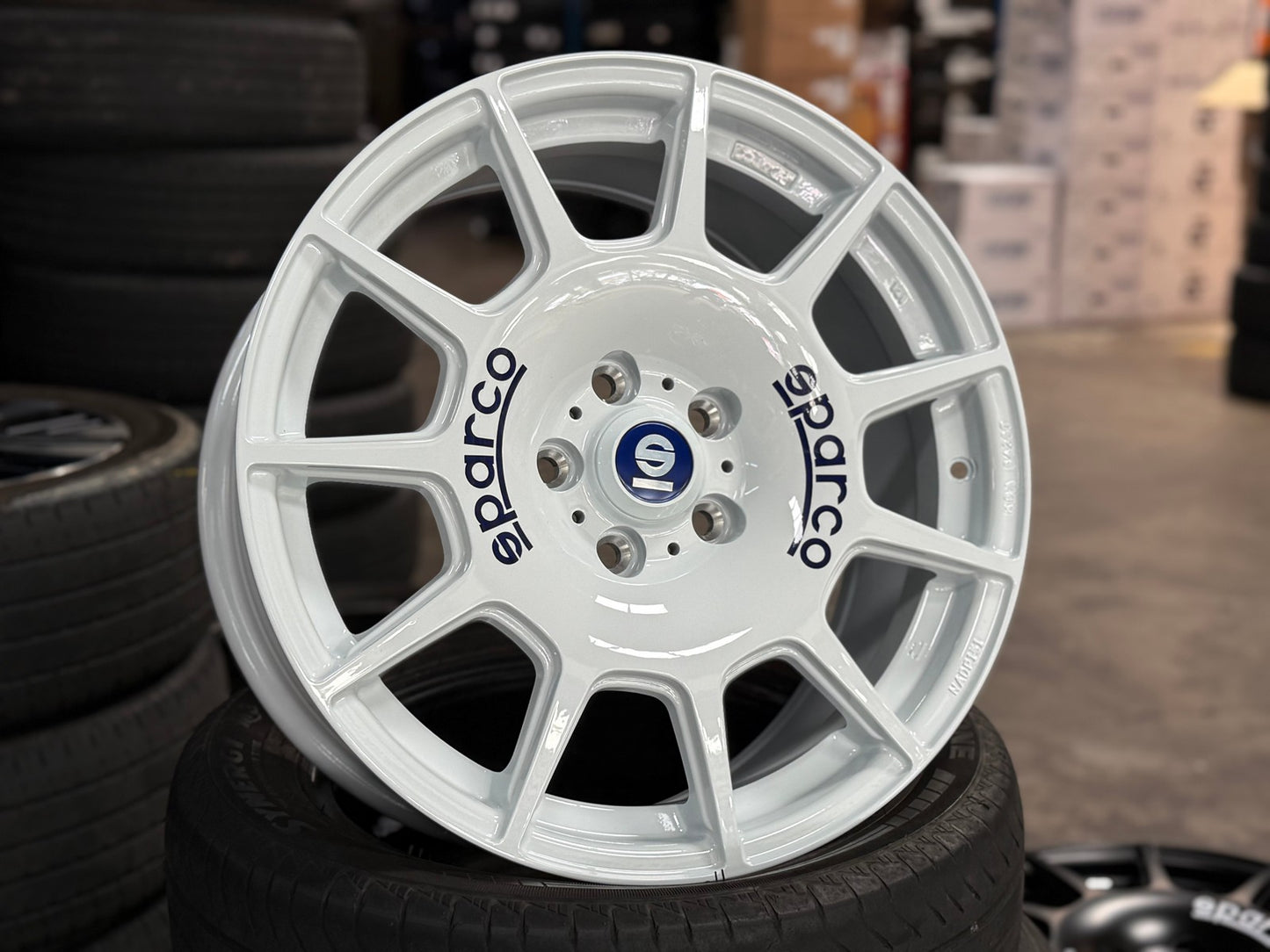 New 18X8 ET45 Sparco Terra Rim (4 wheel) Gloss White 5X112