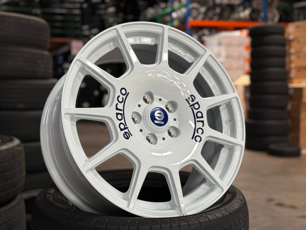 New 18X8 ET45 Sparco Terra Rim (4 wheel) Gloss White 5X112