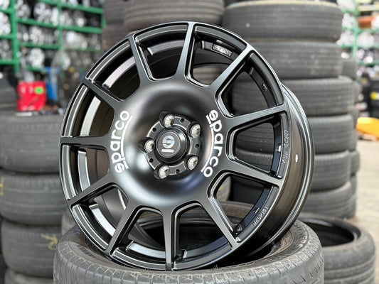 New 18X8 ET45 Sparco Terra Rim (4 wheel) Matt Black 5X112