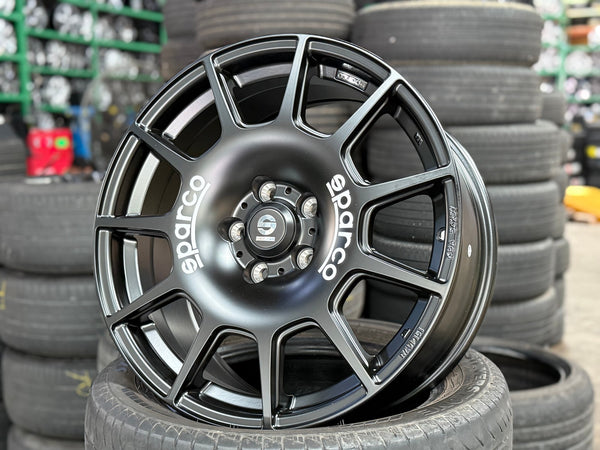 New 18X8 ET45 Sparco Terra Rim (4 wheel) Matt Black 5X112