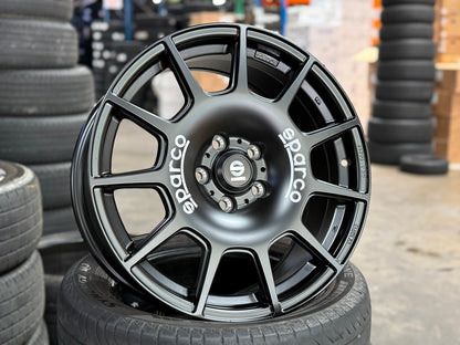 New 18X8 ET45 Sparco Terra Rim (4 wheel) Matt Black 5X112