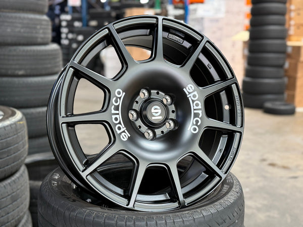 New 18X8 ET45 Sparco Terra Rim (4 wheel) Matt Black 5X112