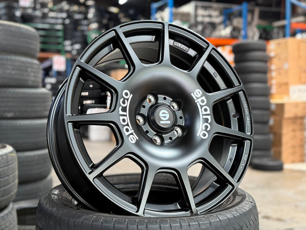 New 18X8 ET45 Sparco Terra Rim (4 wheel) Matt Black 5X112