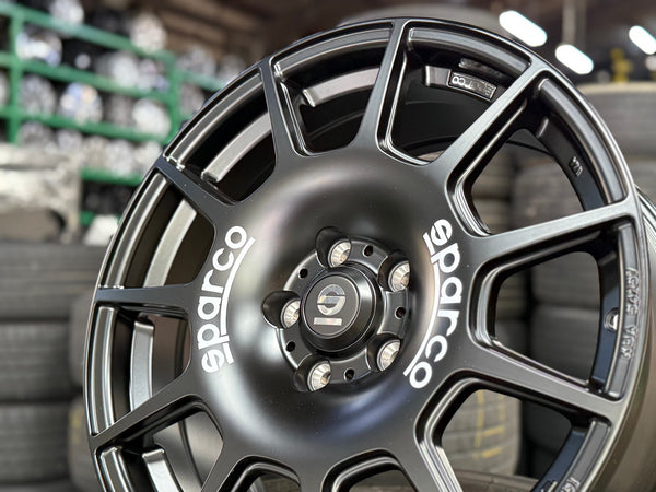 New 18X8 ET45 Sparco Terra Rim (4 wheel) Matt Black 5X112