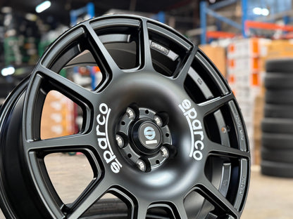 New 18X8 ET45 Sparco Terra Rim (4 wheel) Matt Black 5X112