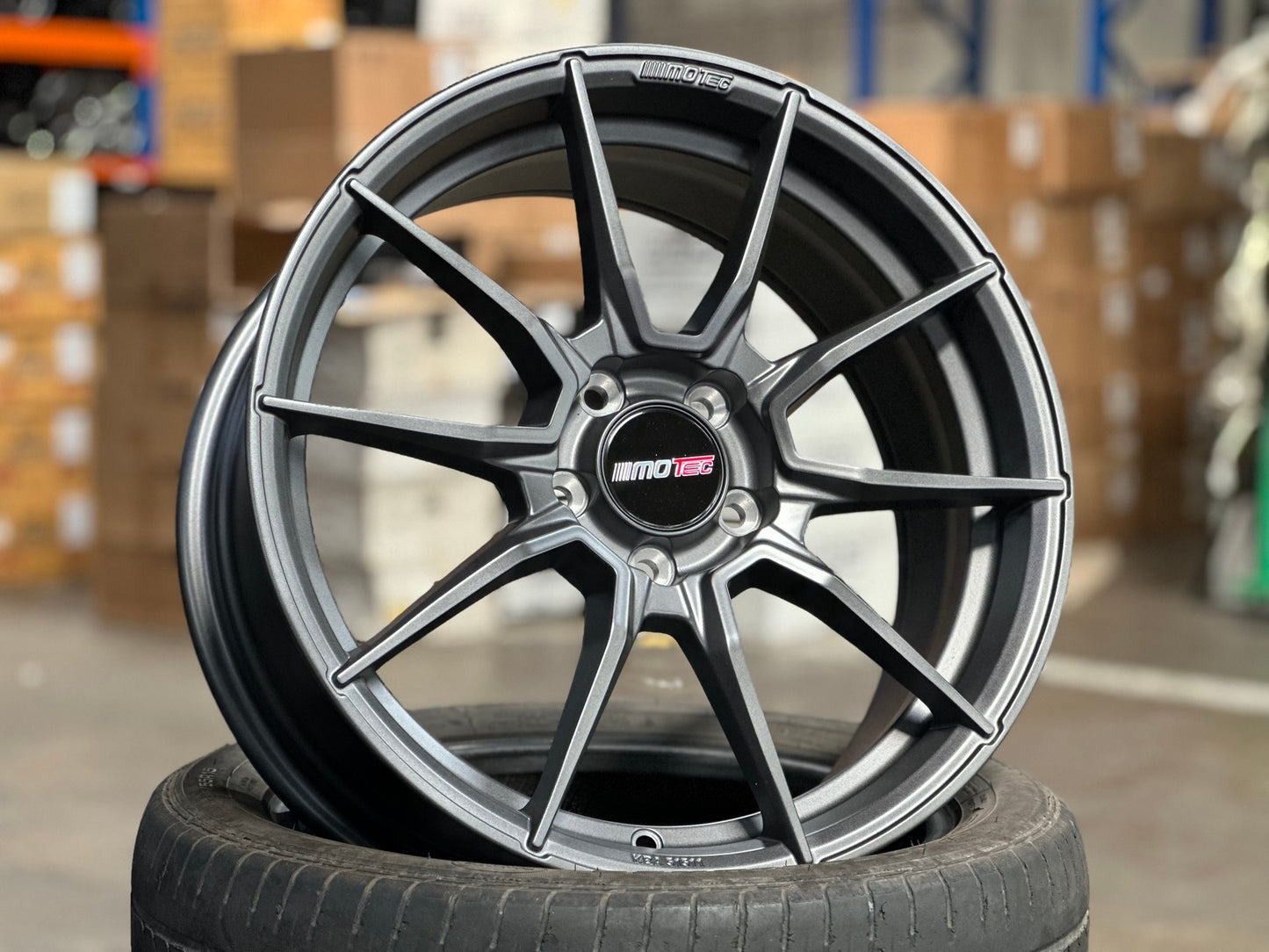 New 18X8 ET45 Motec MCR2 Rim (4 wheel) Matt Gunmetal 5X112