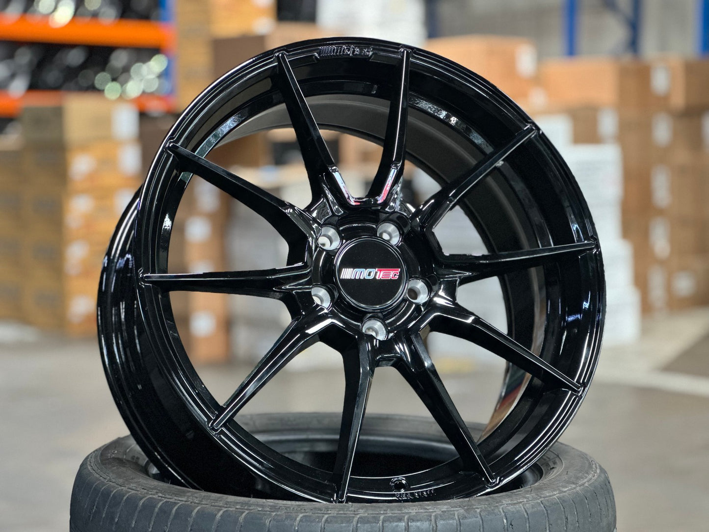 New 18X8 ET45 Motec MCR2 Rim (4 wheel) Gloss Black 5X112