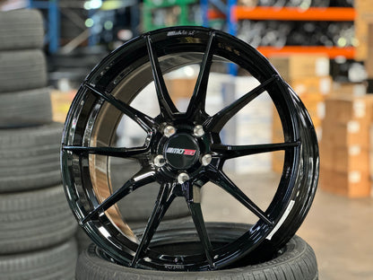 New 19X8.5 ET43 Motec MCR2 Rim (4 wheel) Gloss Black 5X112