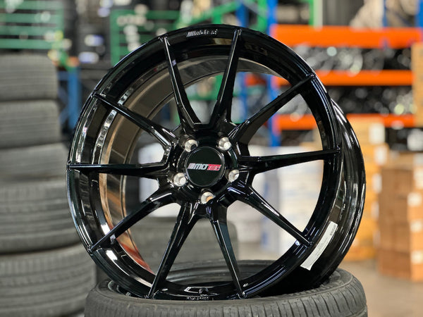 New 19X8.5 ET43 Motec MCR2 Rim (4 wheel) Gloss Black 5X112