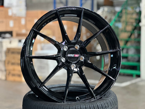 New 19X8.5 ET43 Motec MCR2 Rim (4 wheel) Gloss Black 5X112