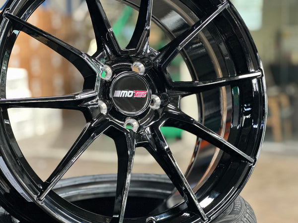 New 19X8.5 ET43 Motec MCR2 Rim (4 wheel) Gloss Black 5X112