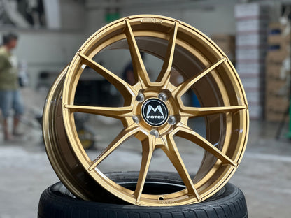 New 19X8.5 ET43 Motec MCR2 Rim (4 wheel) Gloss Gold 5X112