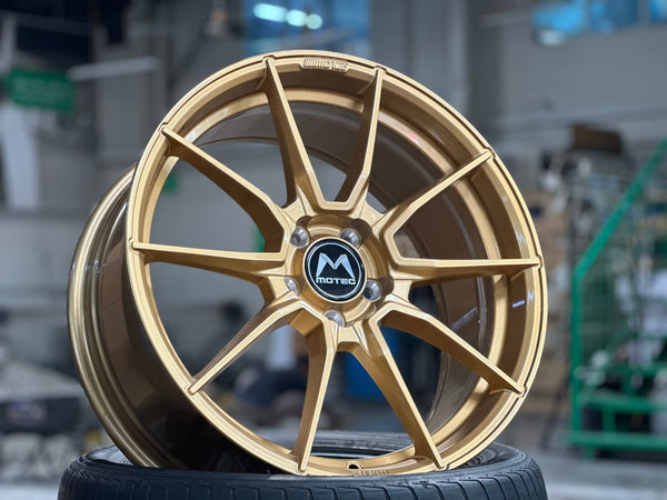 New 19X8.5 ET43 Motec MCR2 Rim (4 wheel) Gloss Gold 5X112