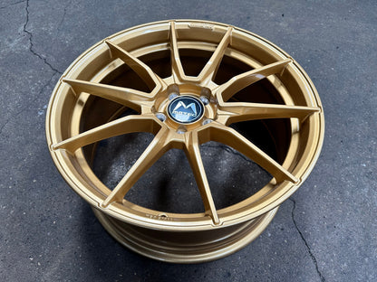 New 19X8.5 ET43 Motec MCR2 Rim (4 wheel) Gloss Gold 5X112