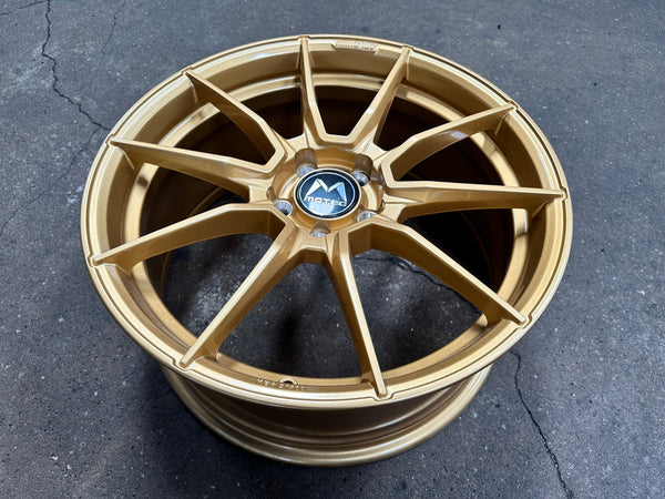 New 19X8.5 ET43 Motec MCR2 Rim (4 wheel) Gloss Gold 5X112