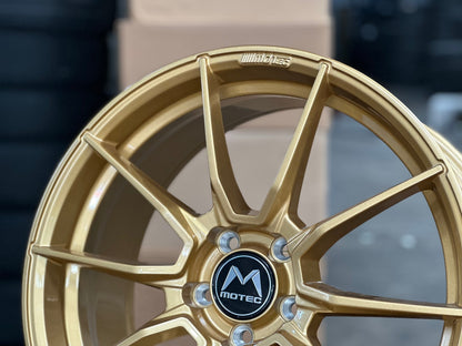 New 19X8.5 ET43 Motec MCR2 Rim (4 wheel) Gloss Gold 5X112