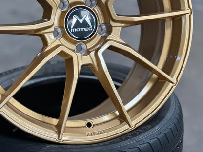 New 19X8.5 ET43 Motec MCR2 Rim (4 wheel) Gloss Gold 5X112