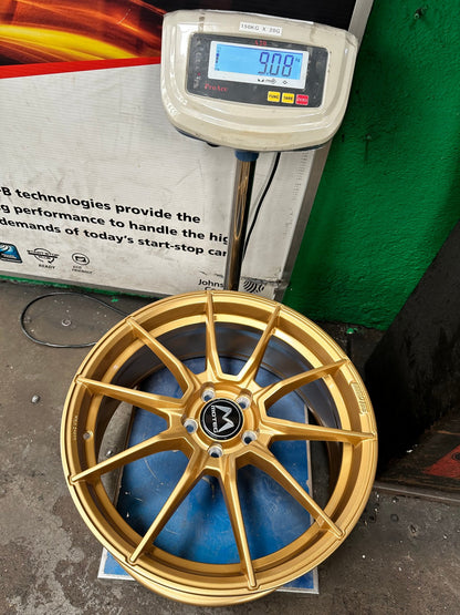 New 19X8.5 ET43 Motec MCR2 Rim (4 wheel) Gloss Gold 5X112