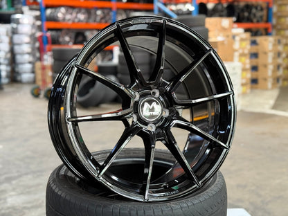 New 19X9.5 ET45 Motec MCR2 Rim (4 wheel) Gloss Black 5X112
