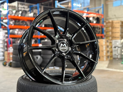 New 19X9.5 ET45 Motec MCR2 Rim (4 wheel) Gloss Black 5X112