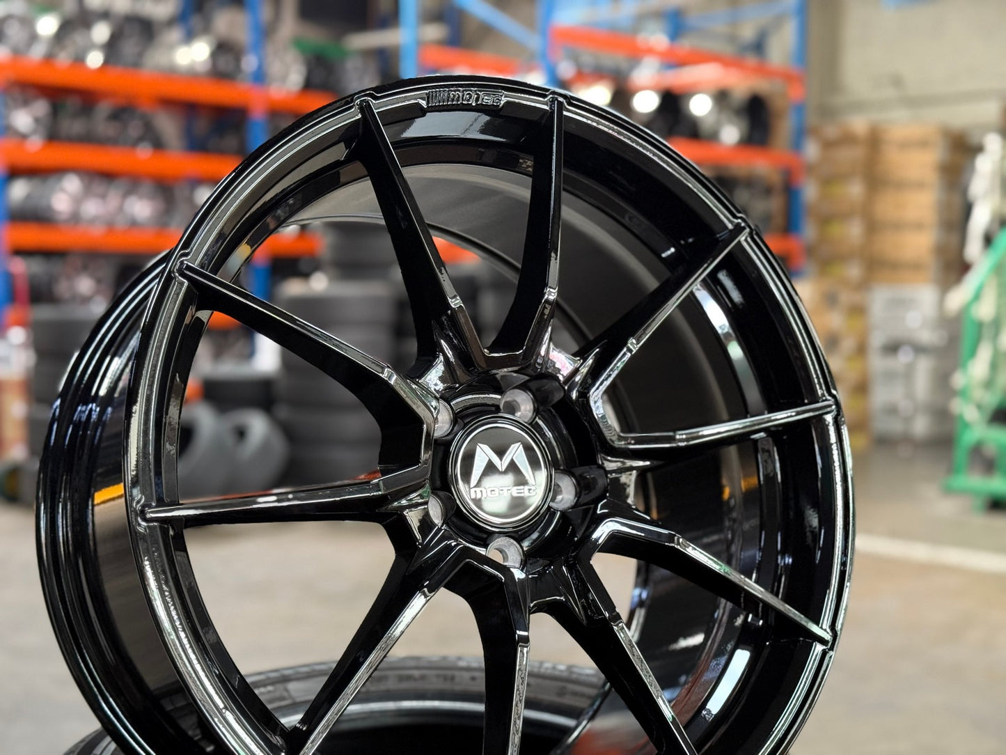 New 19X9.5 ET45 Motec MCR2 Rim (4 wheel) Gloss Black 5X112