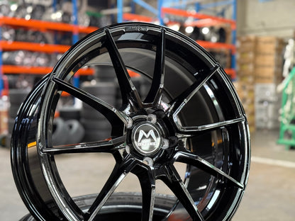 New 19X9.5 ET45 Motec MCR2 Rim (4 wheel) Gloss Black 5X112