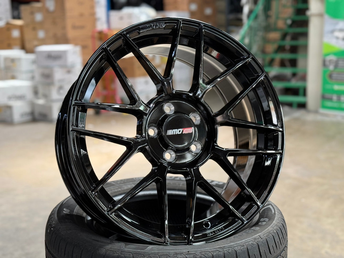 New 18X8 ET45 Motec MCR3 Rim (4 wheel) Gloss Black 5X112