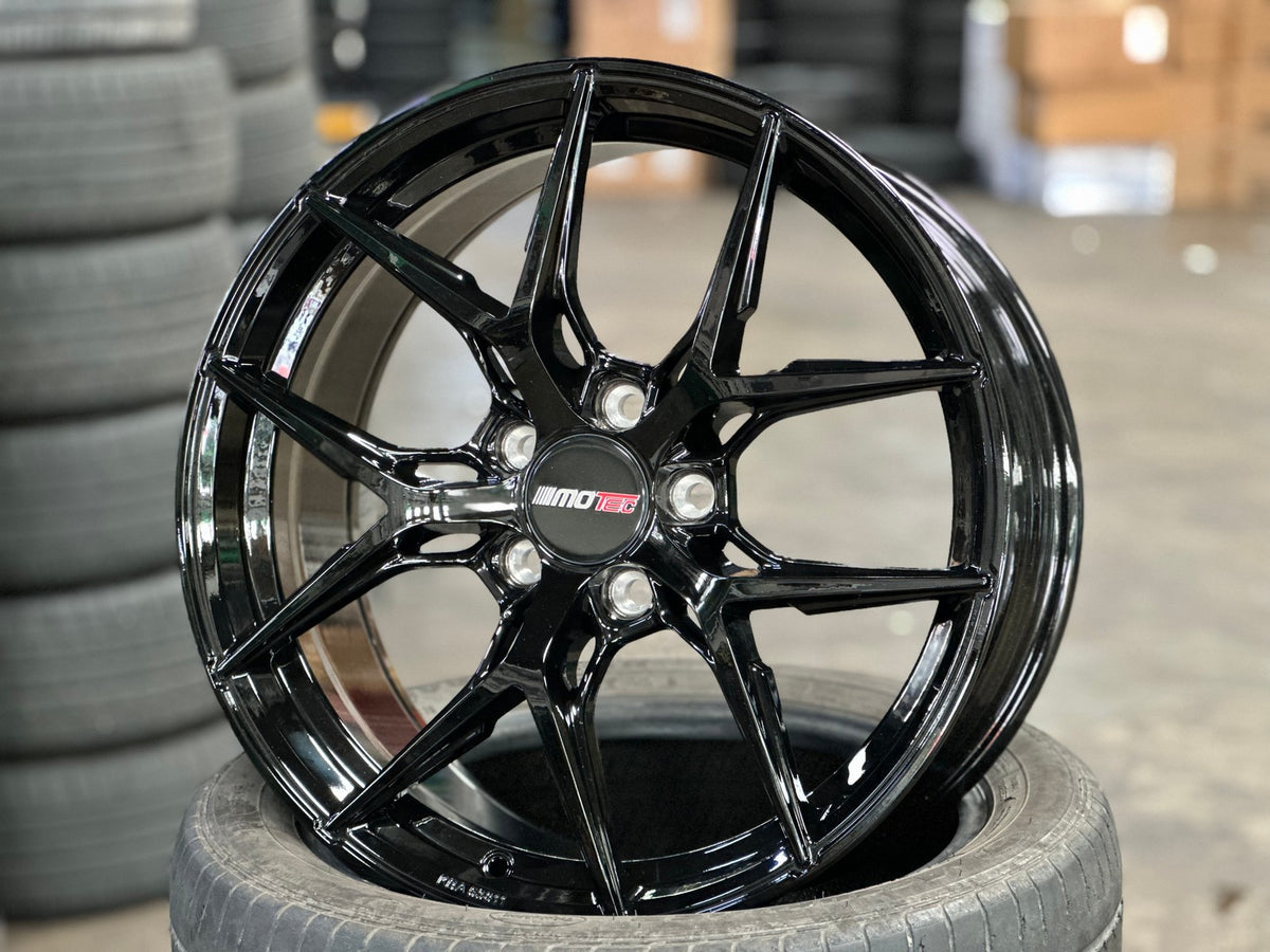 New 18X8 ET45 Motec MCR4 Rim (4 wheel) Gloss Black 5X112