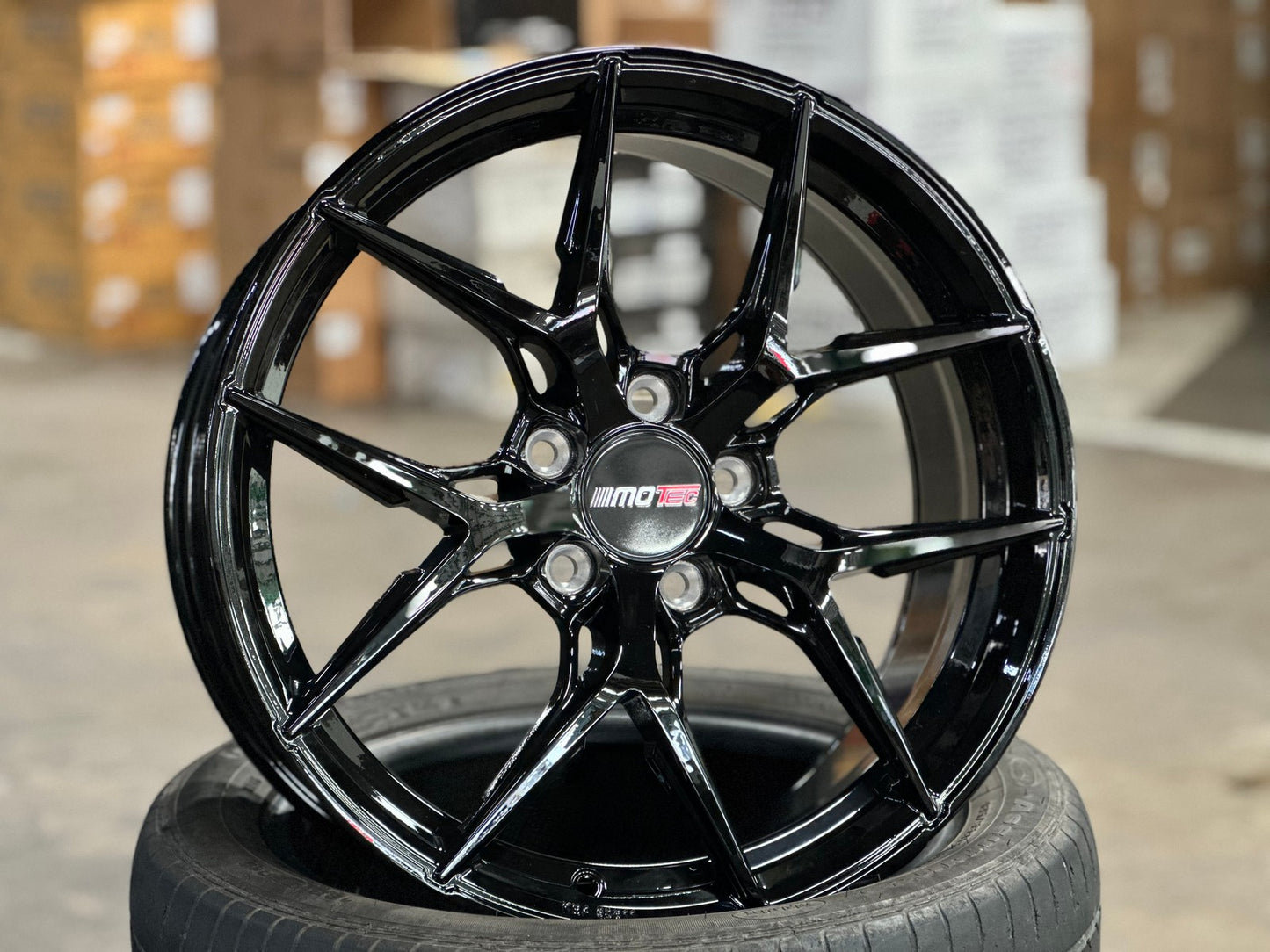 New 18X8 ET45 Motec MCR4 Rim (4 wheel) Gloss Black 5X112