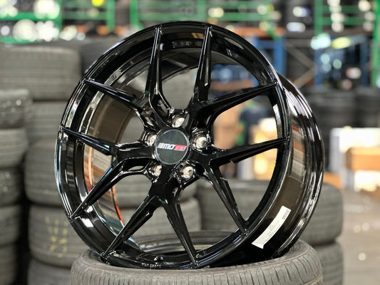 New 19X8.5 ET45 Motec MCR4 Rim (4 wheel) Gloss Black 5X112