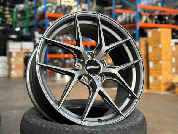 New 19X8.5 ET45 Motec MCR4 Rim (4 wheel) Matt Gunmetal 5X112