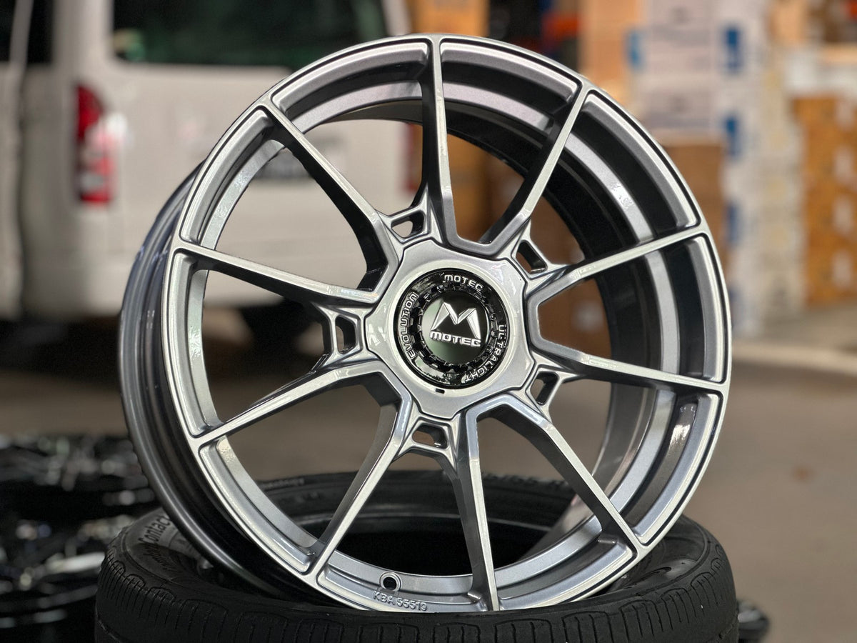 NEW 18X8 ET45 Motec MCR5 Rim (4 wheel) Light Grey 5X112