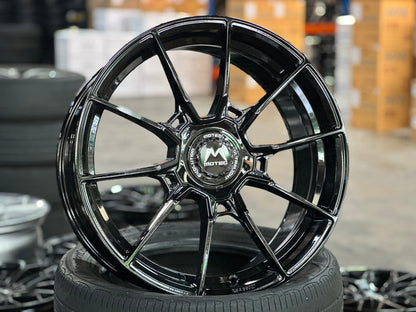New 19X8.5 ET45 Motec MCR5 Rim (4 wheel) Gloss Black 5X108