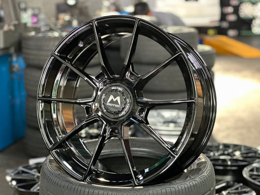 New 19X8.5 ET43 Motec MCR5 Rim (4 wheel) Gloss Black 5X112