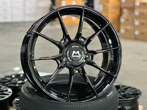 New 19X8.5 ET43 Motec MCR5 Rim (4 wheel) Gloss Black 5X112