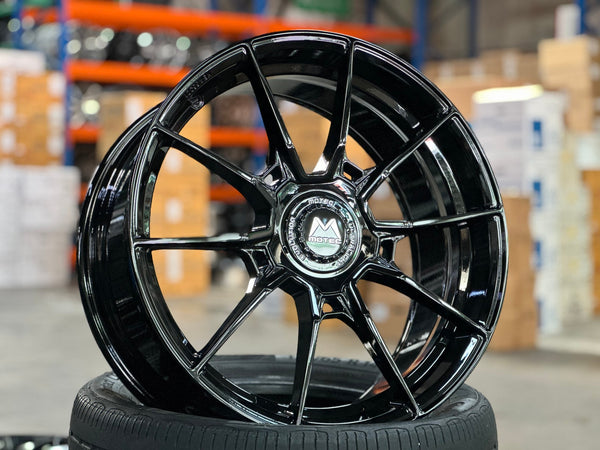 New 19X8.5 ET43 Motec MCR5 Rim (4 wheel) Gloss Black 5X112