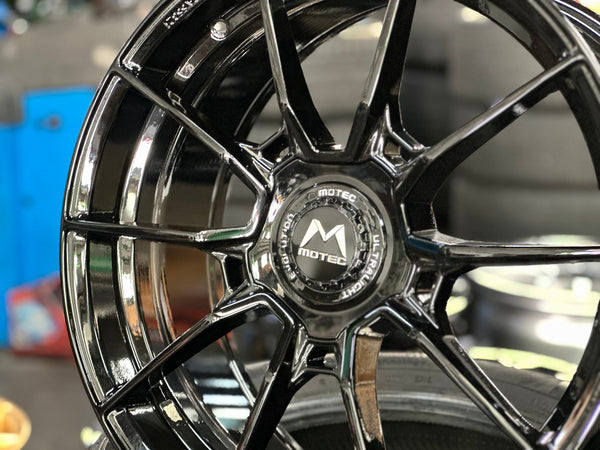 New 19X8.5 ET43 Motec MCR5 Rim (4 wheel) Gloss Black 5X112