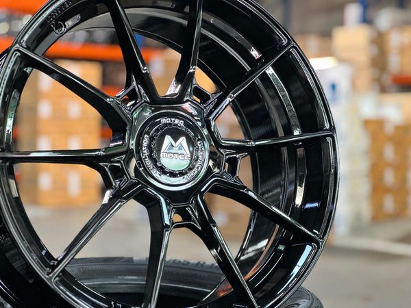 New 19X8.5 ET43 Motec MCR5 Rim (4 wheel) Gloss Black 5X112