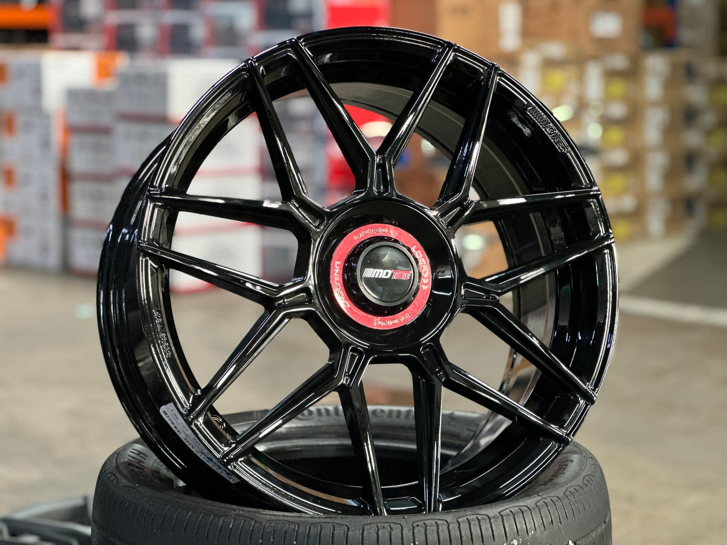 New 19X8.5 ET45 Motec MCT1 Rim (4 wheel) Gloss Black 5X112