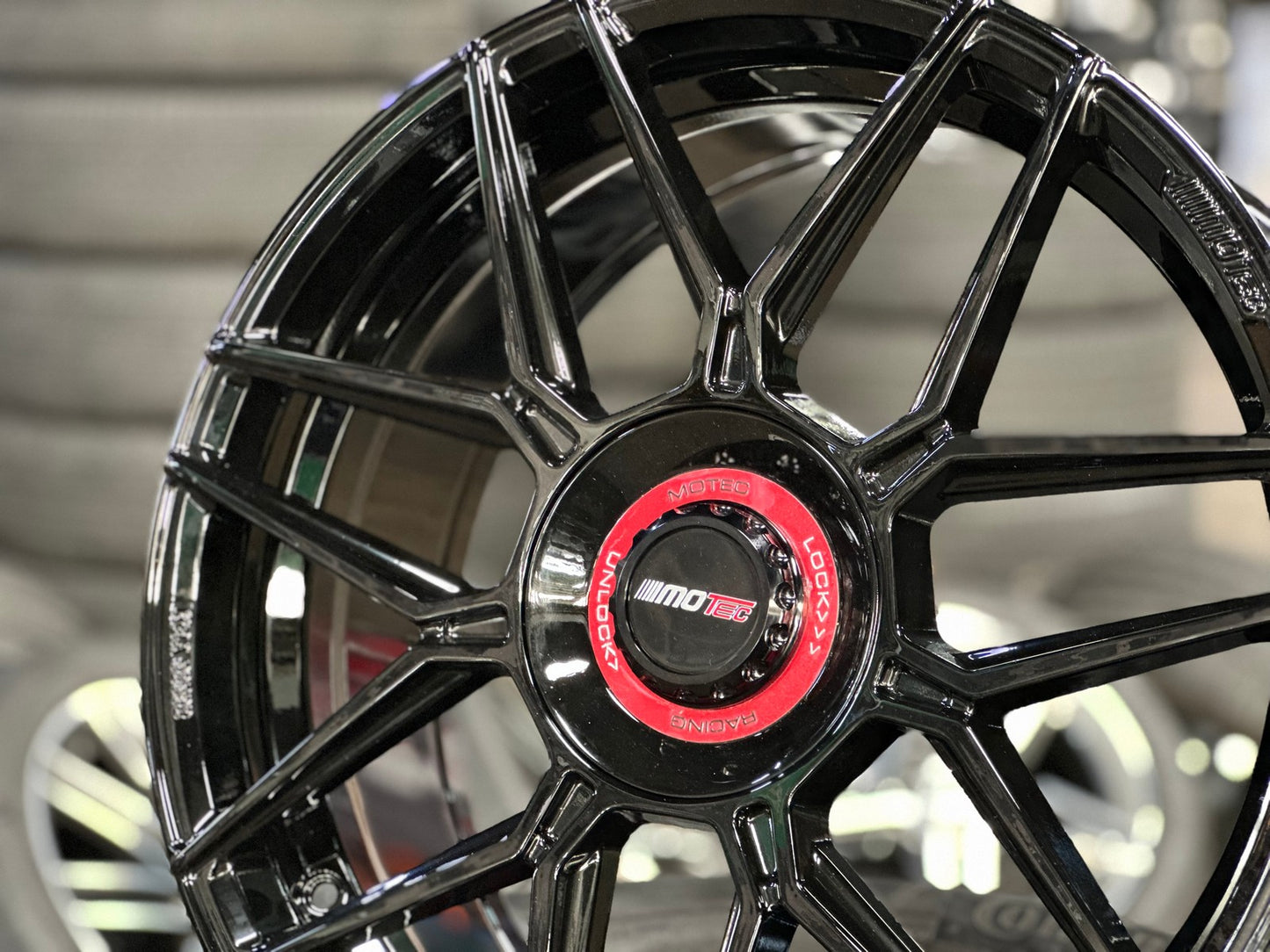 New 19X8.5 ET45 Motec MCT1 Rim (4 wheel) Gloss Black 5X112