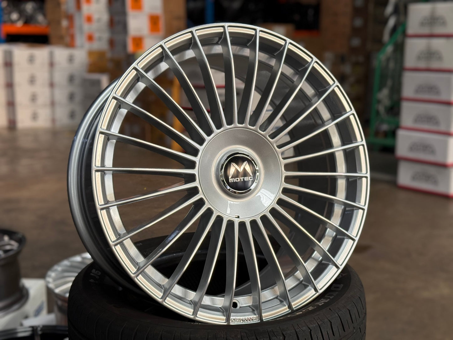 New 19X8.5 ET43 Motec MCT1 Rim (4 wheel) Gloss Silver 5X120