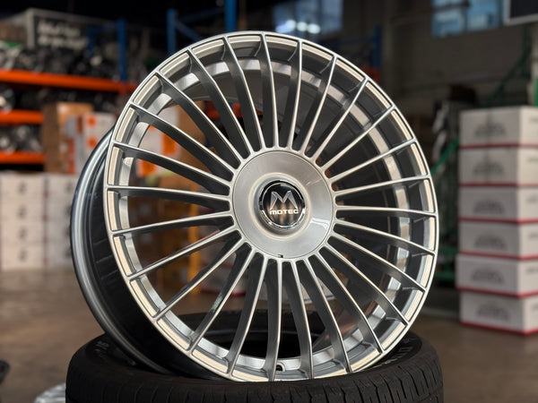 New 19X8.5 ET43 Motec MCT1 Rim (4 wheel) Gloss Silver 5X120