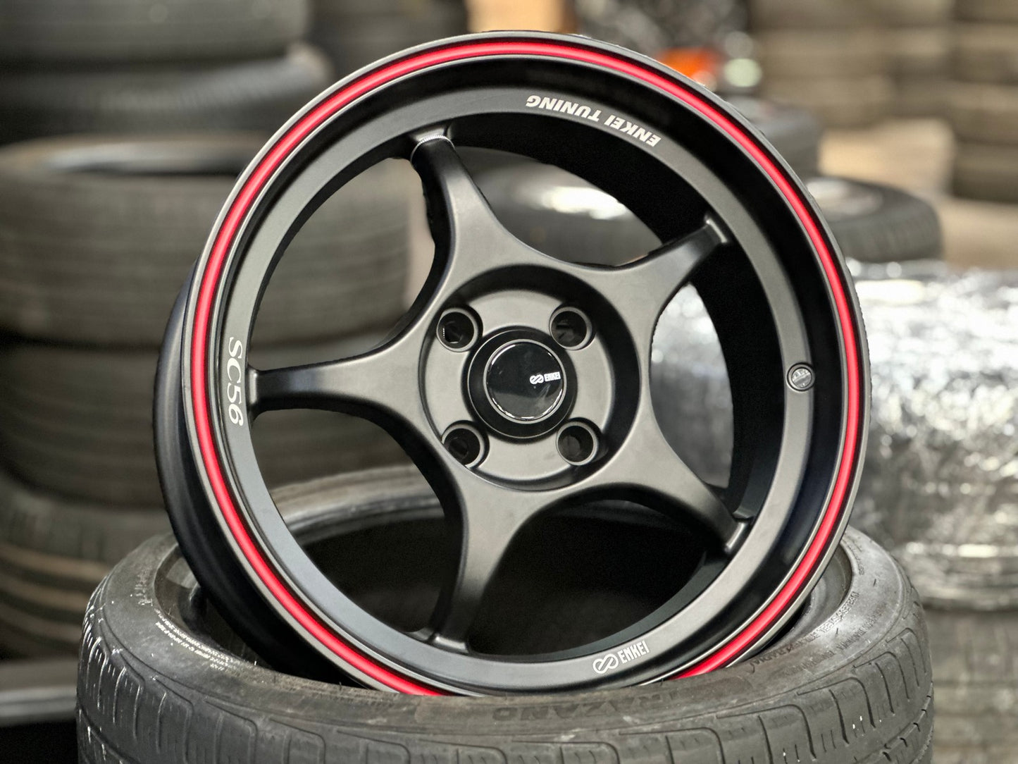 New 15X7 ET28 Enkei SC56 Rim (4 wheel) Matt Black 4X100