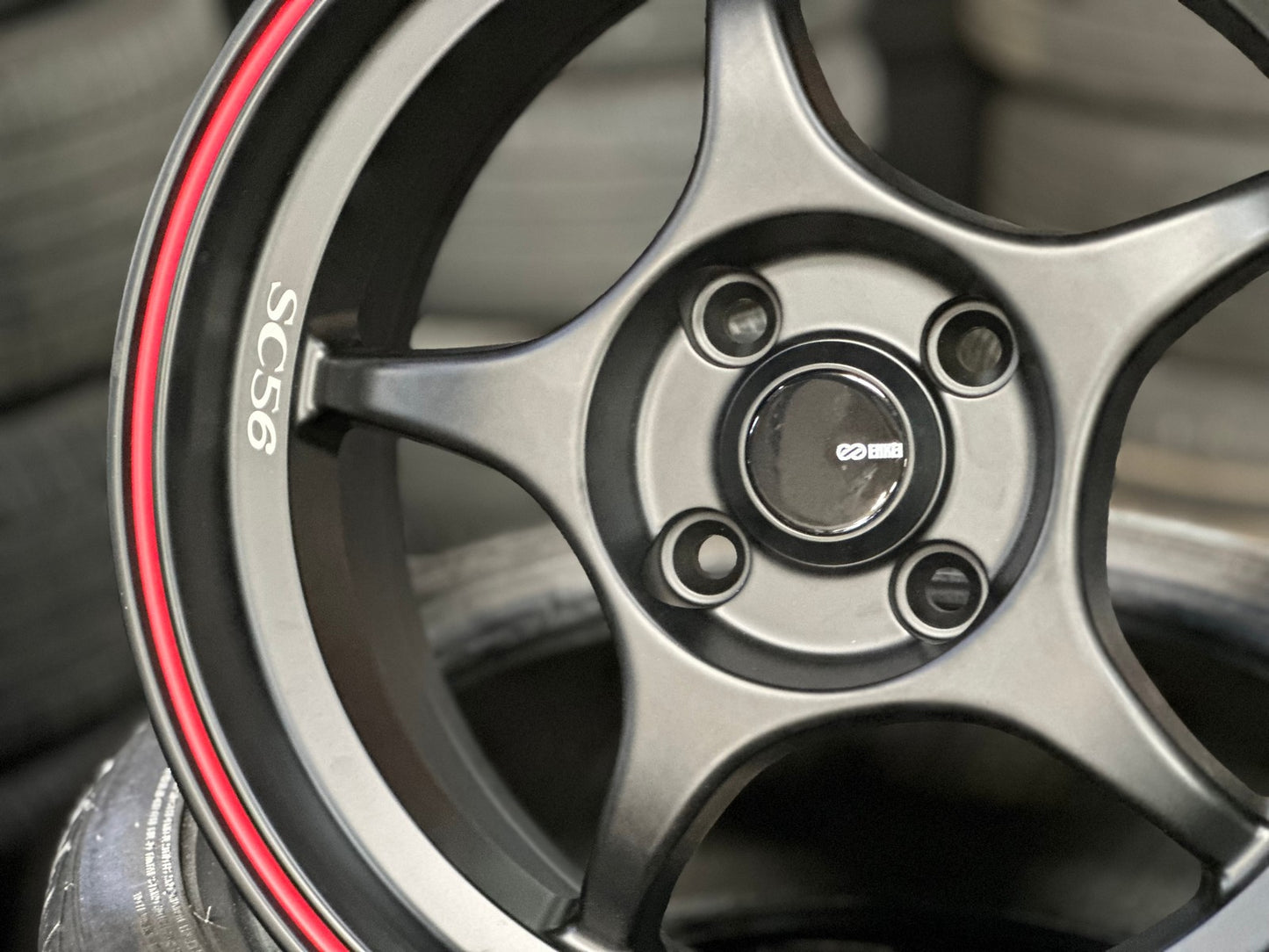 New 15X7 ET28 Enkei SC56 Rim (4 wheel) Matt Black 4X100