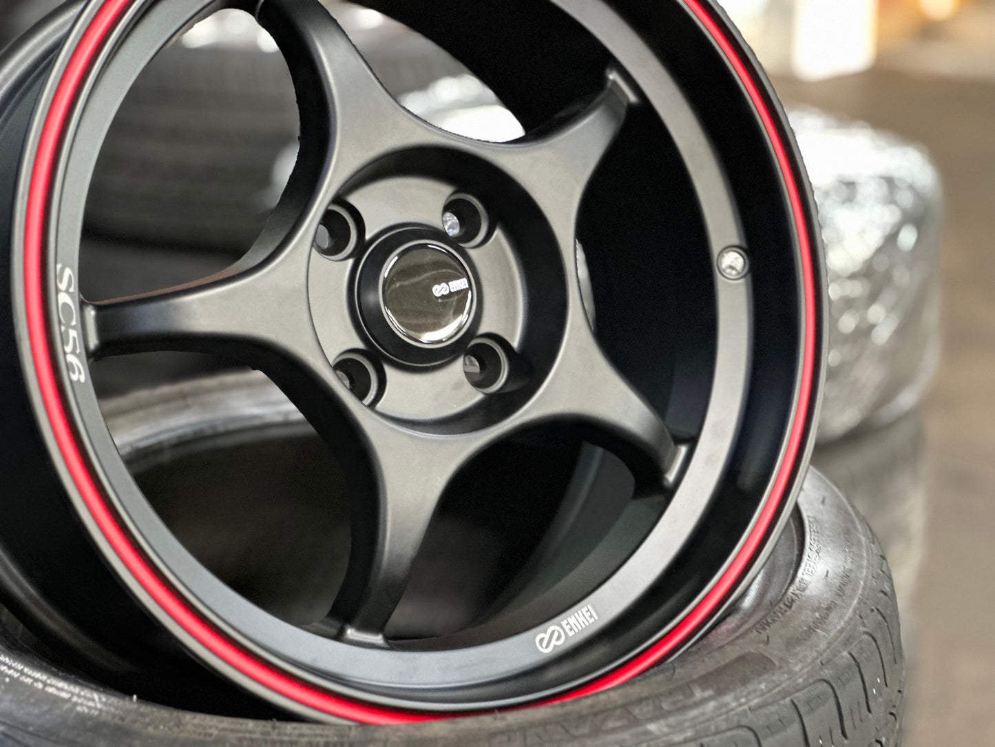 New 15X7 ET28 Enkei SC56 Rim (4 wheel) Matt Black 4X100