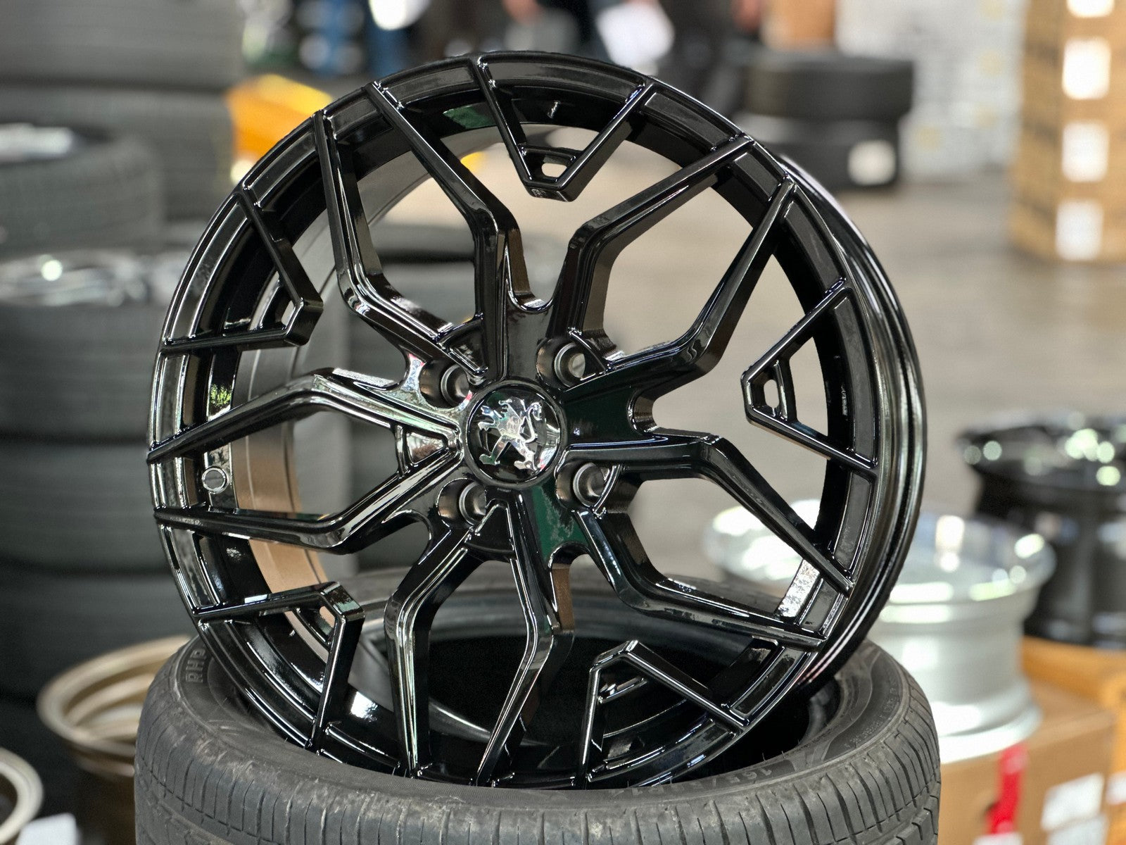 17 Inch Rims Mesh New 17X7.5 ET25 Peugeot Design Mesh Rim (4 wheel) Gloss Black 4X108 ...