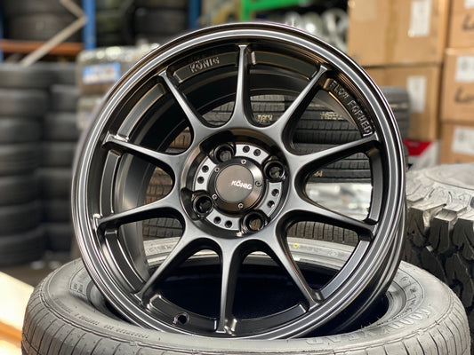 New 15X7.5 ET35 Konig Dekagram Rim (4 wheel) Matt Black 4X100